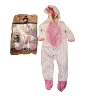 InCharacter Baby Unicorn Halloween Costume Hooded Jumpsuit 12-18M Pink & White